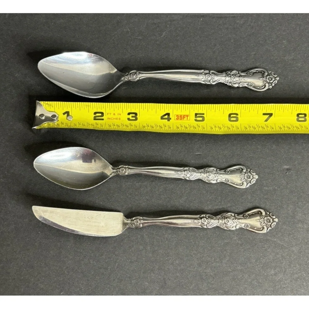 National Stainless New Rose 5 Pieces 2 Teaspoons 2 Oval Soup Spoons 1 Knife